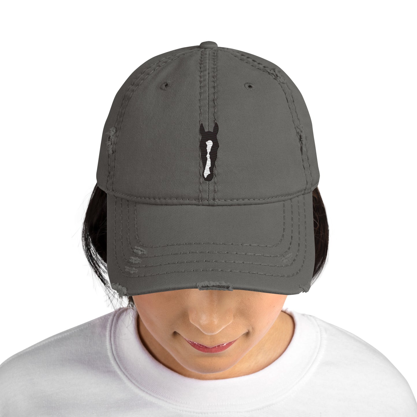 Custom Embroidered Equine Distressed Hat