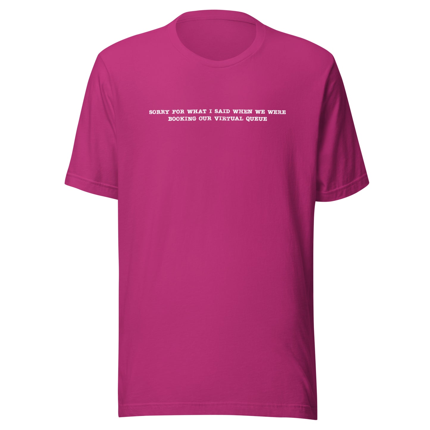 Sorry for What I Said When We Were Booking Our Virtual Queue T-shirt
