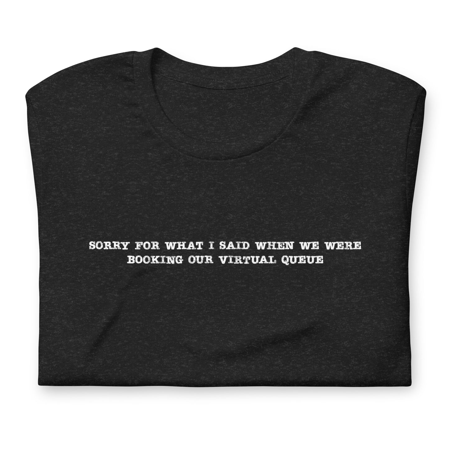 Sorry for What I Said When We Were Booking Our Virtual Queue T-shirt